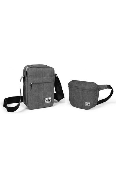 Coral High Gray Shoulder Bag and Waist Bag Set