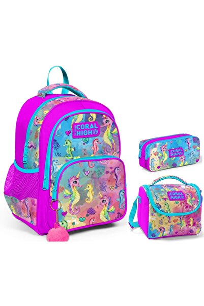 Coral High Рожевий морський коник, трикомпонентний набір шкільних сумок для д...