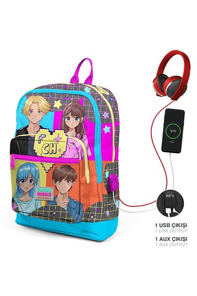 Coral High Rucsac albastru pentru școală primară și zi cu zi - fetiță - cu priză USB