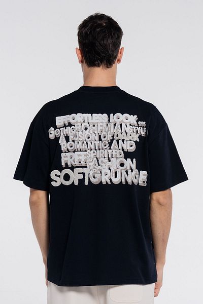 Friday Offset Ανδρικό μπλουζάκι Melaine μαύρο 100% βαμβάκι Extra Oversize Crew Neck