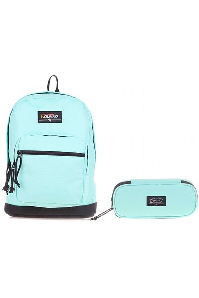 KAUKKO Set rucsac și pix pentru școală cu trei compartimente Mint (FETE ȘI BĂIEȚI)