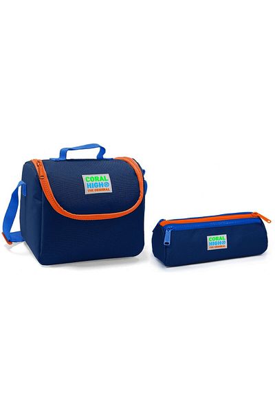 Coral High Set cutie de prânz și suport pentru stilou pentru băiat bleumarin - Thermo