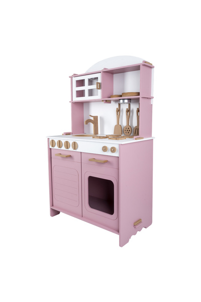 HOBBY HOUSE Ahşap Eğitici Oyuncak Montessori Boyalı Mutfak Seti 1 Led Aydınlatma Hediyeli