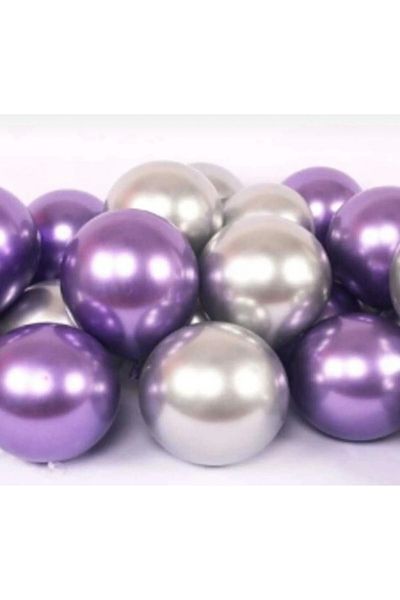 Yogi parti Metallic Purple Metallic Gray 12 Inch Balloon 20 Pcs