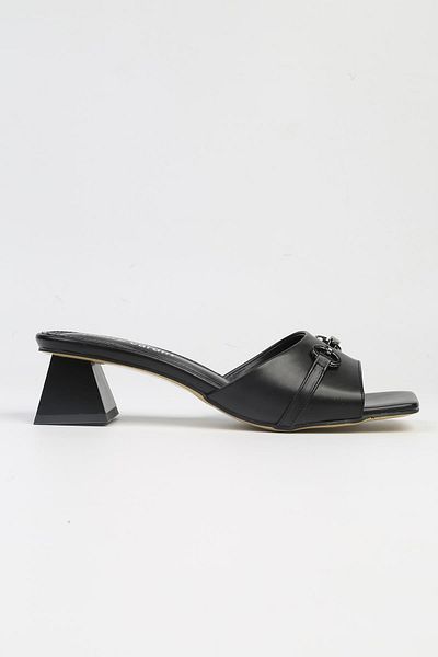 Pierre Cardin ® |   PC-53121- 3829 Μαύρες γυναικείες παντόφλες με τακούνι