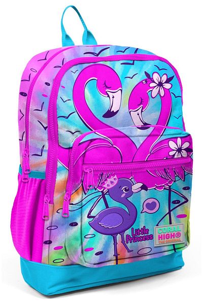 Coral High Rucsac pentru școală primară și zi cu flamingo albastru roz - fetiță - cu priză USB