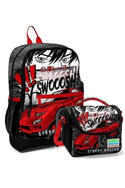 Coral High Набір рюкзака та сумки для харчування для хлопчика - чорний червон...