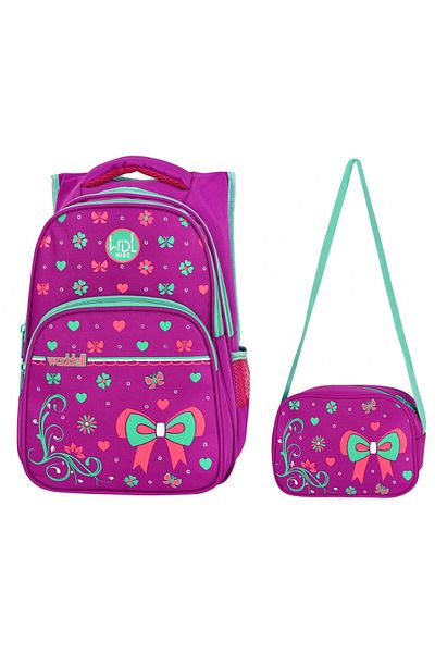 Puzmo Waddell Bag Purple Bowtie Σετ τσάντας δημοτικού σχολείου - Waddell Bag Girl School Backpack