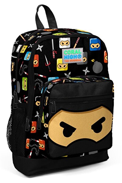 Coral High حقيبة ظهر للمدرسة الابتدائية واليومية بطبعات النينجا - للأولاد