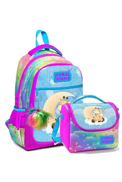 Coral High Шкільний рюкзак та набір для харчування - для дівчаток, рожево-бла...