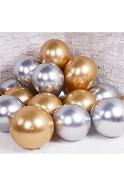 Yogi parti ميتاليك رمادي لامع (فضي) ذهبي (ذهبي) بالون 12 بوصة 20 قطعة