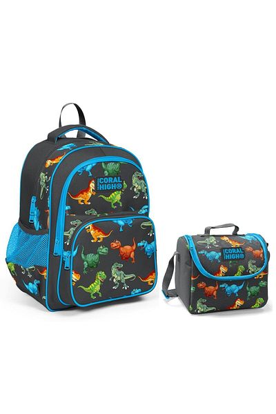 Coral High Dinosaurs Primary School Backpack and Lunchbag - Boy