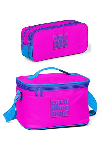 Coral High Set școlar pentru nutriție și creion Sport roz albastru