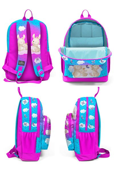Coral High Primary School Bag Set Pink Blue Rabbit - Girl