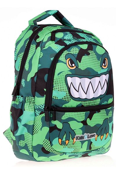 KAUKKO Set rucsac și suport stilou din dinozaur verde - băiat