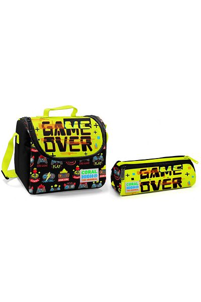 Coral High Set cutie de prânz și suport pentru stilou pentru băieți Game Over - Thermo