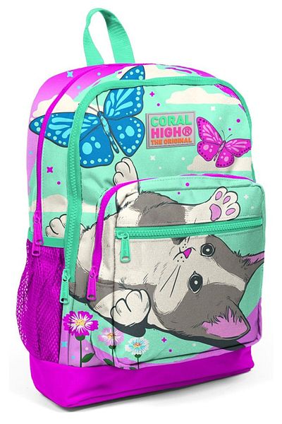 Coral High Set de geantă și nutriție pentru școală primară cu pisică și fluture roz
