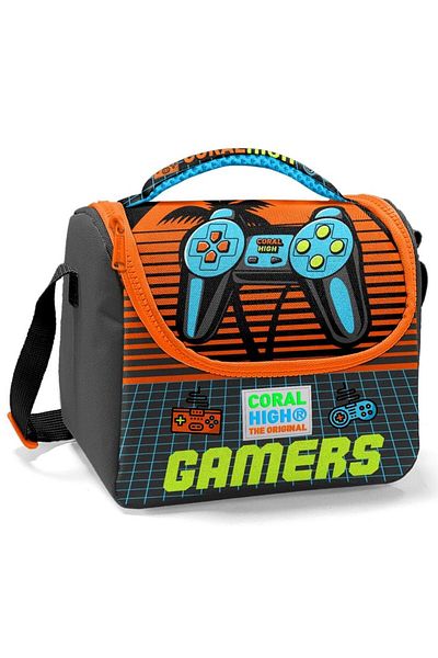 Coral High Primary School Lunch Box - Boy - Gray Red Gamers