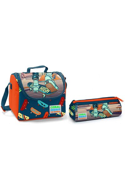 Coral High Set cutie de prânz și suport pentru stilou pentru băieți Skateboard - Thermo