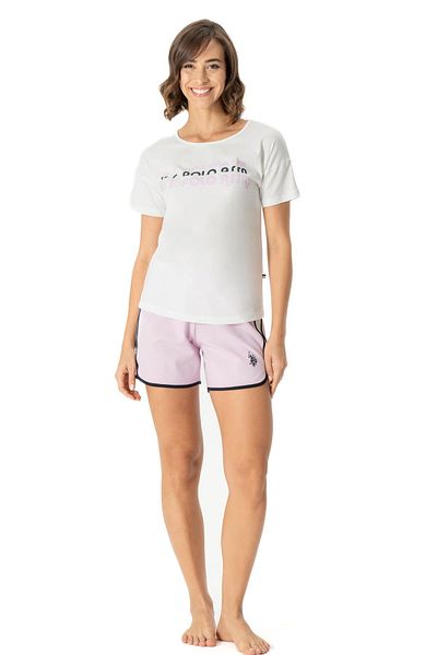 U.S. Polo Assn. US Polo AssnWomen's Text Printed T-shirt and Shorts Set, 100% Cotton