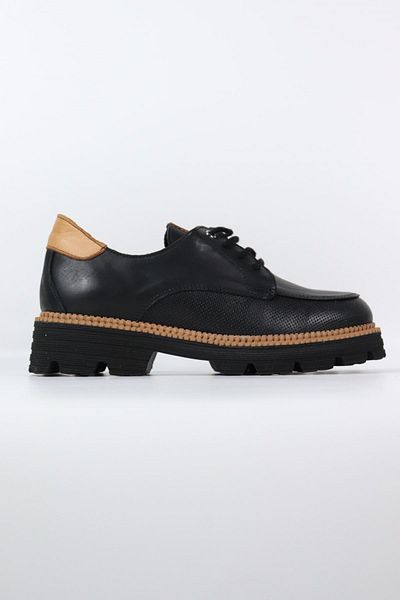 Mammamia - 3850 Black Genuine Leather Lace-Up Women's Oxford Shoes