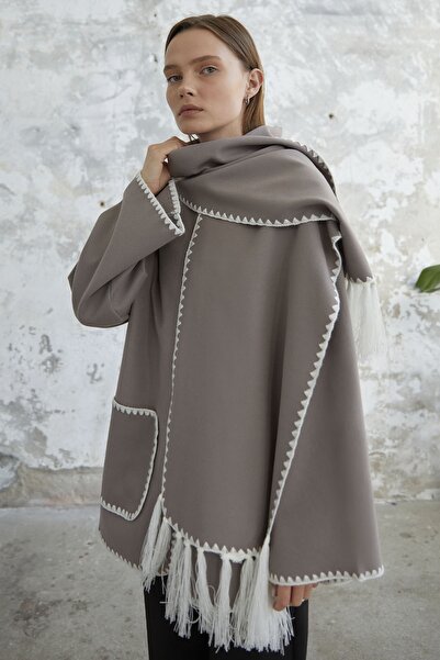 InStyle Alira Atkılı Kaşe Ceket - Latte