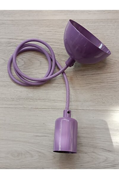 OKYANUSAYD E27 MOR RENK DUY  KILIFLI 1 METRE KUMAŞ KABLOLU TAVAN KANCA ROZANS...