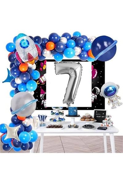 Toptan Bulurum Bkmc Age Foiled Astronaut Rocket Space Themed Birthday Party Ornament Bmcnm931