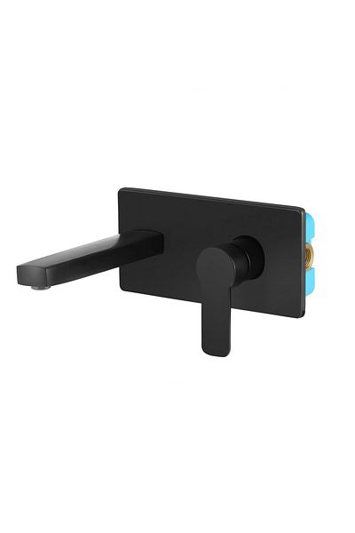İSAOĞLU YAPI Black Built-in Sink Faucet Matte Black Built-in Faucet Built-in Wall Luminaire