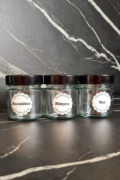 color house Spice Bowl Glass Jar 255 Cc (ROUND) 16 Pieces with Black Metal Lids (EXCLUDING STANDS)