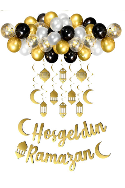 party mix Ramazan Balon Set Hoşgeldin Ramazan Yazısı Balon Zincir Set Ramadan...