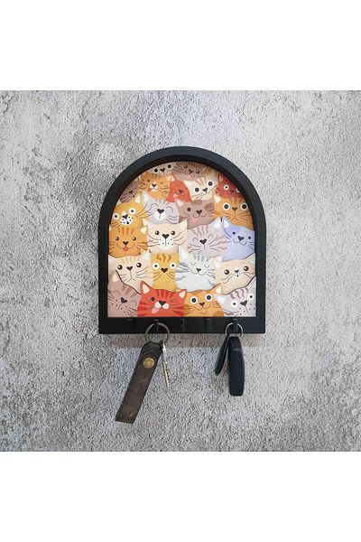 CajuArt Colorful Cats Layered Frame Wall Hanger - Keychain