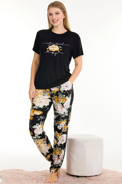 Jenny Daphne Σετ πιτζάμες με κοντομάνικο μπλουζάκι Lady Flower Pattern Regular Bedne 12550