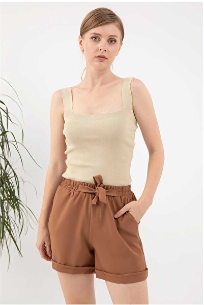 Genel Markalar Kadın Bej Renk Triko Atlet