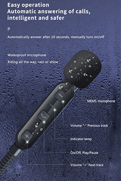 TECHNOMEN Motor Kurye Bluetooth Motosiklet Kask Kulaklığı Otomatik Cevaplama Su Geçirmez Kulaklık