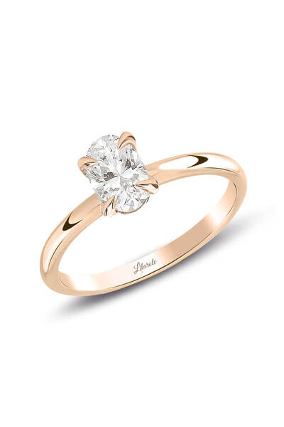 Lilarote Pırlanta 0.50 Ct Pırlanta Oval Tektaş Rose Yüzük