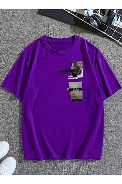 ORLONTEX Μπλουζάκι Unisex Purple New Moment Printed Oversize