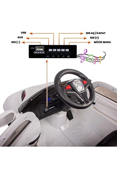 Freebebek Jagor Uzaktan Kumandalı Akülü Araba 12v-beyaz