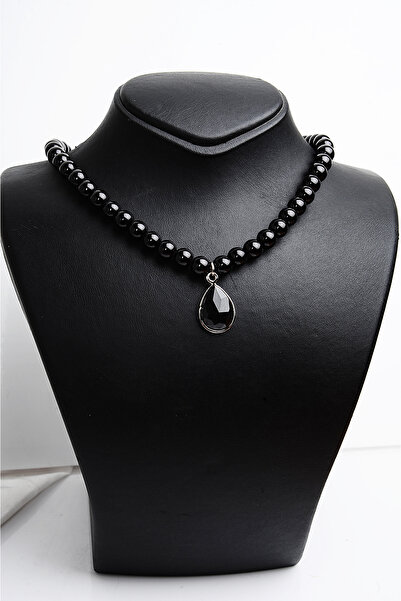 EUROMODA Black Pearl Drop Design Necklace Earrings Pearl Set