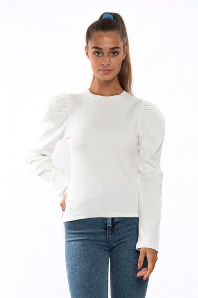 Miss Murem Watermelon Sleeve Blouse-white