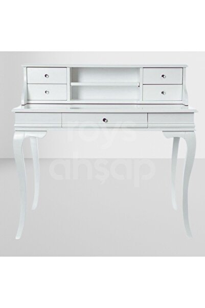 ROYS AHŞAP 5232 Beyaz 110 Cm Çekmeceli Rustik Raflı Ofis Çalışma Masası