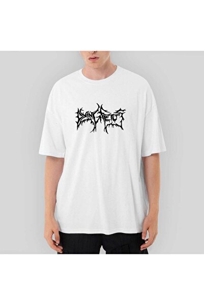 Z zepplin Dying Fetus Text Oversize White T-Shirt