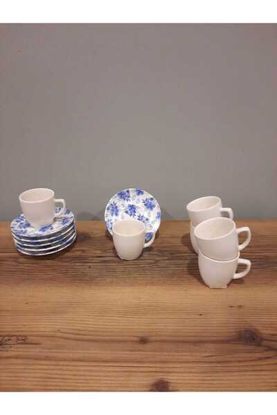 Keramika KERAMİKA 12 PARÇA 6 KİŞİLİK KAHVE FİNCAN TAKIMI MAGİC