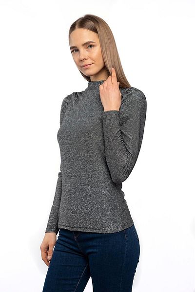 Miss Murem Glittery Watermelon Sleeve Blouse-silvery Gray