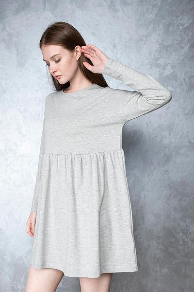 Miss Murem Long Sleeve Casual Dress-grey