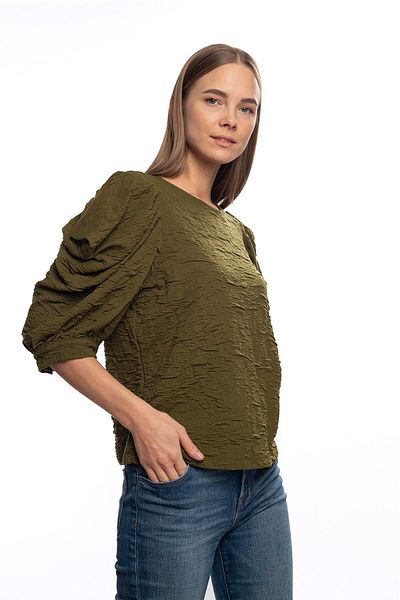 Miss Murem Half Sleeve Patterned Blouse-green