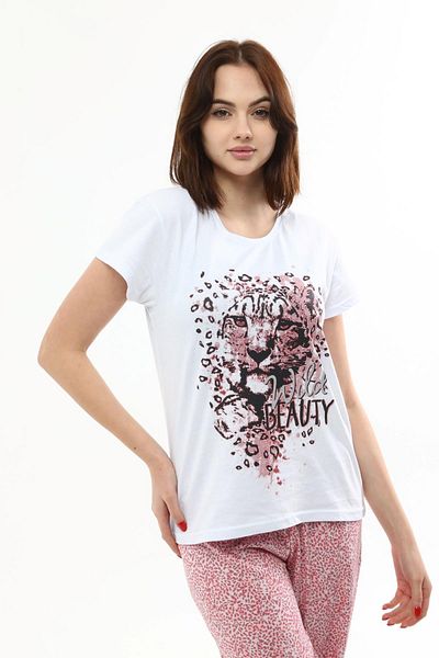 Miss Murem Set de pijamale cu imprimeu Wild Beauty-alb