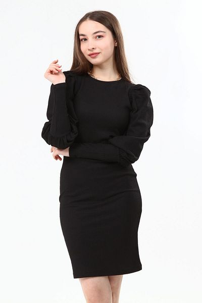 Miss Murem Watermelon Sleeves Seersucker Dress-black