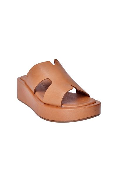 Mammamia D24YT-2015 Tan Women's Leather Slippers