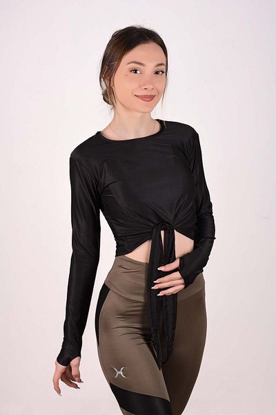 HALVMAN Long Sleeve Crop Sportsman Black T-shirt Hlv1338u